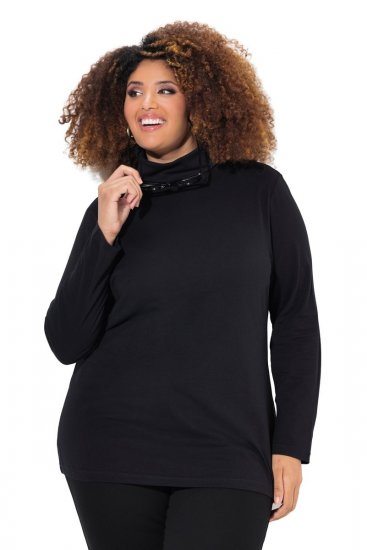 Ulla Popken Basic Long Sleeve Slim Fit Turtleneck Black - Sudaderas y hoodies - Sudaderas, Hoodies y Punto Cómodos