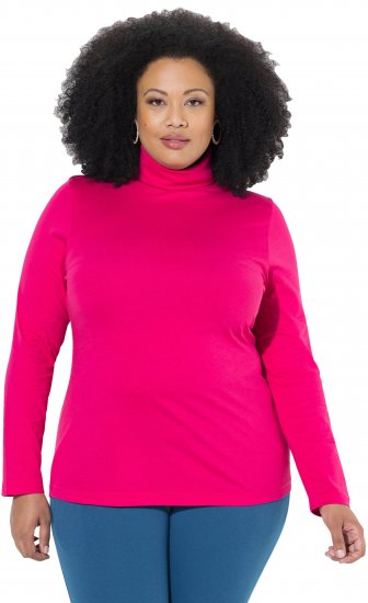Ulla Popken Basic Long Sleeve Slim Fit Turtleneck Red Pink - Sudaderas y hoodies - 