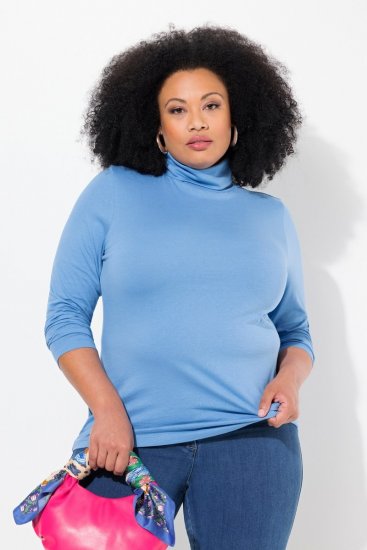 Ulla Popken Basic Long Sleeve Slim Fit Turtleneck Light Cornflower - Sudaderas y hoodies - Sudaderas, Hoodies y Punto Cómodos