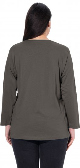 Ulla Popken Back To Basics V-Neck Relaxed Fit Cotton Tee Graphite Grey - Camisetas - 