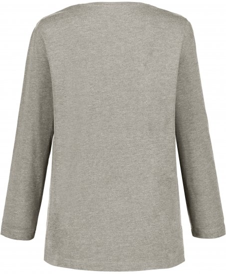 Ulla Popken Back To Basics V-Neck Relaxed Fit Cotton Tee Light Grey Melange - Camisetas - 