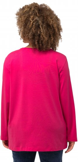 Ulla Popken Back To Basics V-Neck Relaxed Fit Cotton Tee Magenta Pink - Camisetas - 