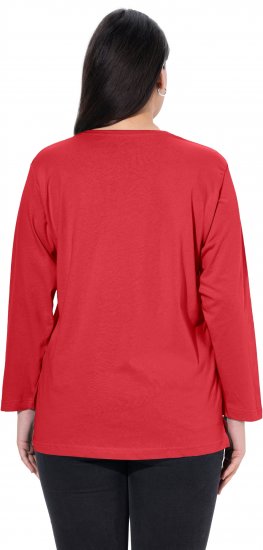 Ulla Popken Back To Basics V-Neck Relaxed Fit Cotton Tee Salsa Red - Camisetas - 