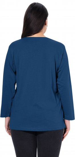 Ulla Popken Back To Basics V-Neck Relaxed Fit Cotton Tee Dark Blue - Camisetas - 