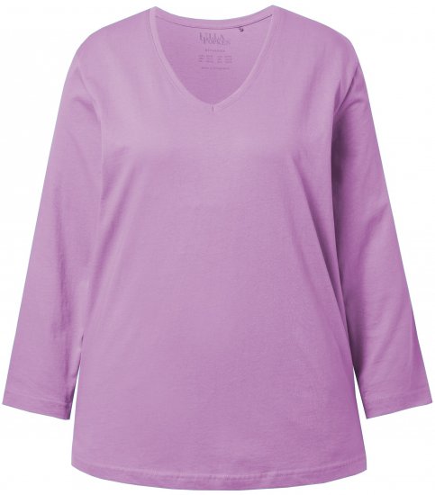 Ulla Popken Back To Basics V-Neck Relaxed Fit Cotton Tee Lavender - Camisetas - 