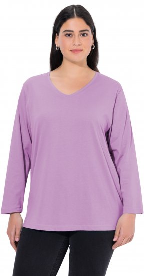 Ulla Popken Back To Basics V-Neck Relaxed Fit Cotton Tee Lavender - Camisetas - 
