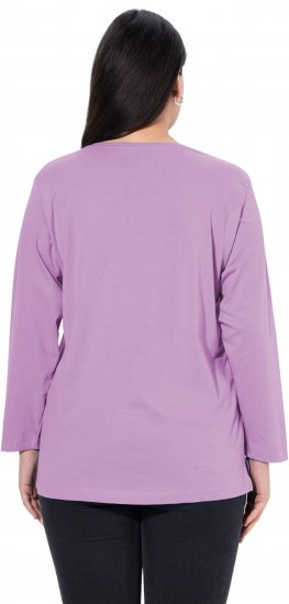 Ulla Popken Back To Basics V-Neck Relaxed Fit Cotton Tee Lavender - Camisetas - 