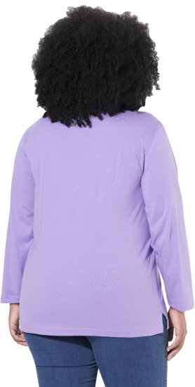 Ulla Popken Back To Basics V-Neck Relaxed Fit Cotton Tee Pale Lilac - Camisetas - 