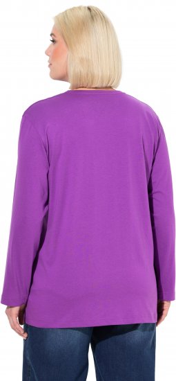 Ulla Popken Back To Basics V-Neck Relaxed Fit Cotton Tee Purple - Camisetas - 