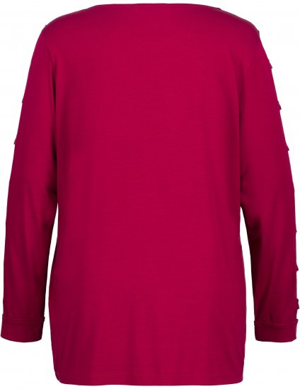 Ulla Popken Rhinestone Accent Statement Cutout Sleeve Stretch Knit Top Wine Red - Camisetas estampadas para mujer - 