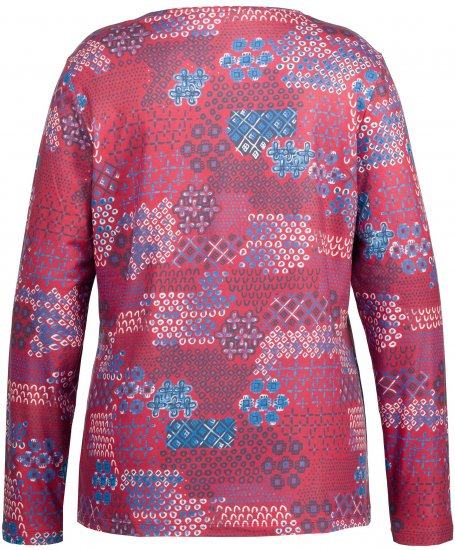 Ulla Popken Graphic Print Recycled Polyester Quick Dry Stretch Top Salsa Red - Camisetas estampadas para mujer - 