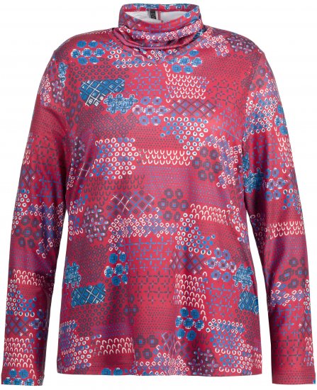 Ulla Popken Graphic Print Recycled Polyester Quick Dry Stretch Top Salsa Red - Camisetas estampadas para mujer - 