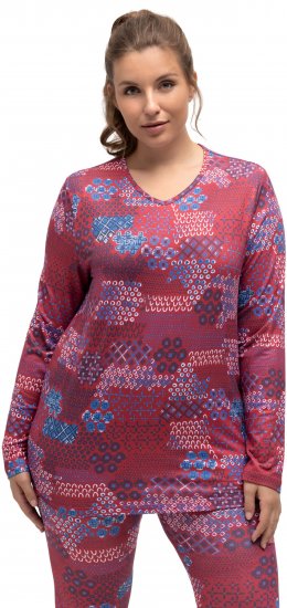 Ulla Popken Graphic Print Recycled Polyester Quick Dry Stretch Top Salsa Red - Camisetas estampadas para mujer - 