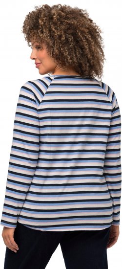 Ulla Popken Striped A-Line Long Sleeve Tee Navy Blue - Camisetas estampadas para mujer - 