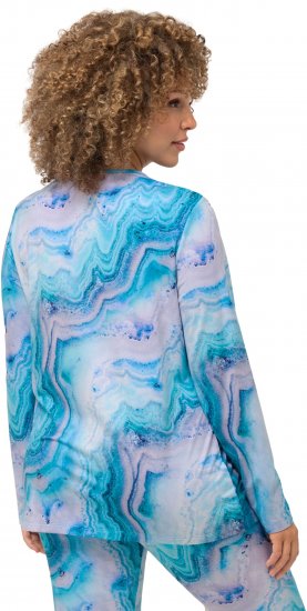 Ulla Popken Marble Ski Top with Gaiter Bright Turquoise - Camisetas estampadas para mujer - 