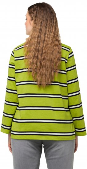 Ulla Popken Striped Hem Long Sleeve Tee Apple Green - Camisetas estampadas para mujer - 