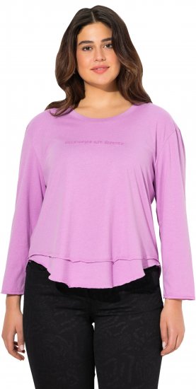 Ulla Popken Layered Look Memories Embroidered Long Sleeve Tee Amethyst - Camisetas estampadas para mujer - 
