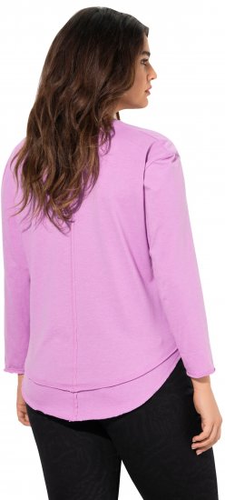 Ulla Popken Layered Look Memories Embroidered Long Sleeve Tee Amethyst - Camisetas estampadas para mujer - 