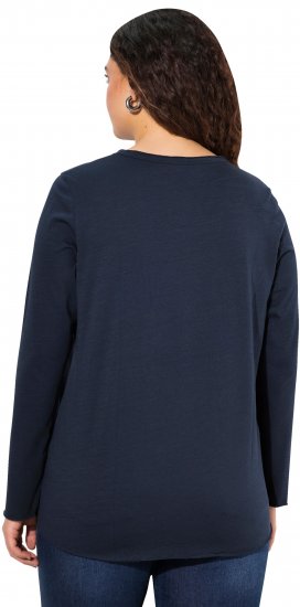Ulla Popken Star Long Sleeve Graphic Tee Navy Blue - Camisetas estampadas para mujer - 
