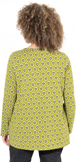 Ulla Popken Allover Graphic Long Sleeve Tee Avocado Green - Camisetas estampadas para mujer - 