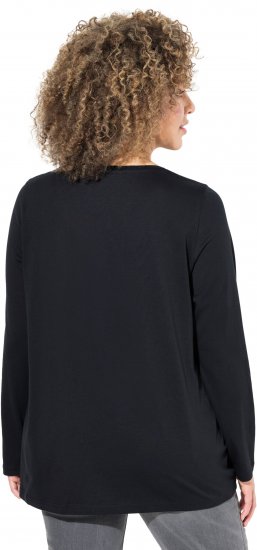 Ulla Popken Puppy Graphic Christmas Long Sleeve T-Shirt Black - Camisetas - 