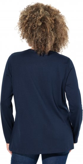 Ulla Popken Metallic Graphic Holiday Tee Navy - Camisetas estampadas para mujer - 