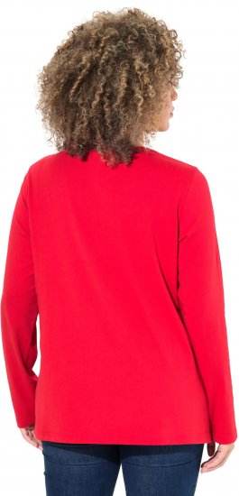 Ulla Popken Metallic Graphic Holiday Tee Salsa Red - Camisetas estampadas para mujer - 