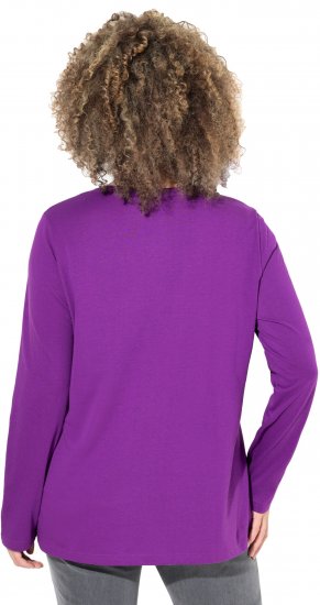 Ulla Popken Metallic Graphic Holiday Tee Dark Purple - Camisetas estampadas para mujer - 