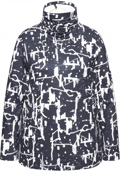 Ulla Popken Quick Drying Abstract Print Tee Black - Camisetas estampadas para mujer - 