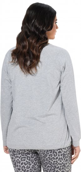 Ulla Popken Magic Feeling Long Sleeve Graphic Tee Light Grey Melange - Camisetas estampadas para mujer - 