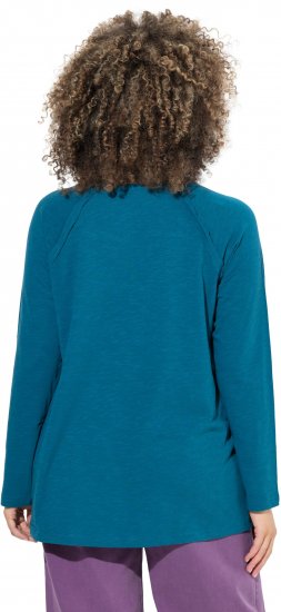 Ulla Popken Inverted Seam Long Sleeve Graphic Tee Teal - Camisetas estampadas para mujer - 
