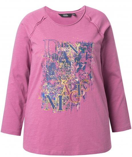 Ulla Popken Inverted Seam Long Sleeve Graphic Tee Dark Rose - Camisetas estampadas para mujer - 