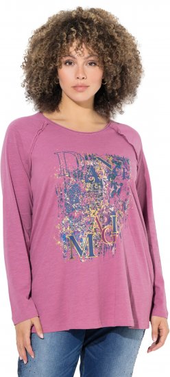 Ulla Popken Inverted Seam Long Sleeve Graphic Tee Dark Rose - Camisetas estampadas para mujer - 