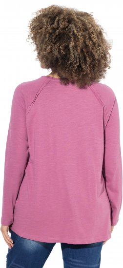 Ulla Popken Inverted Seam Long Sleeve Graphic Tee Dark Rose - Camisetas estampadas para mujer - 