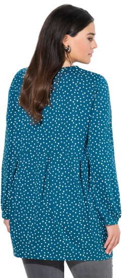 Ulla Popken Pleated Confetti Print Long Sleeve Tee Teal - Camisetas estampadas para mujer - 