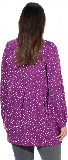Ulla Popken Pleated Confetti Print Long Sleeve Tee Light Plum - Camisetas estampadas para mujer - 