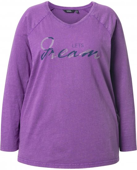 Ulla Popken Dream Rhinestone Lettering Long Sleeve Tee Light Plum - Camisetas estampadas para mujer - 