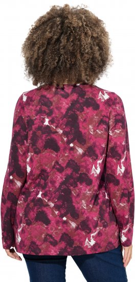 Ulla Popken Abstract Print Long Sleeve Tee Dark Ruby - Camisetas estampadas para mujer - 