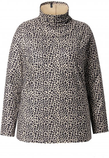 Ulla Popken Leopard Print Long Sleeve Ski Tee Black - Camisetas estampadas para mujer - 
