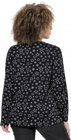 Ulla Popken Allover Printed Long Sleeve Tee Black - Camisetas estampadas para mujer - 