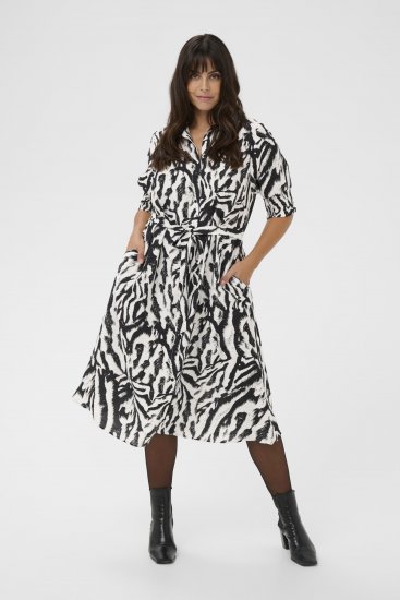 Kaffe Curve Alia Shirt Dress Black Chalk Animal - Vestidos midi - 