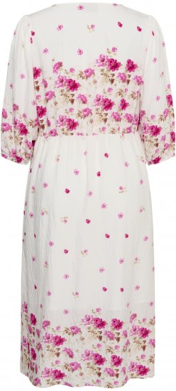 Kaffe Curve Rosa Midi Dress White Rose Border Flower - Vestidos - 
