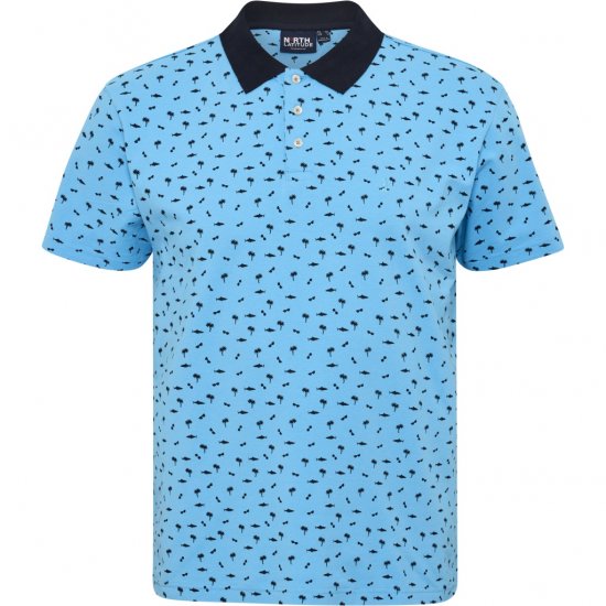 North Latitude Polo Pique Printed Turquoise - Polos - Polos 2XL-8XL