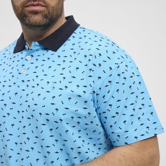 North Latitude Polo Pique Printed Turquoise - Polos - Polos 2XL-8XL