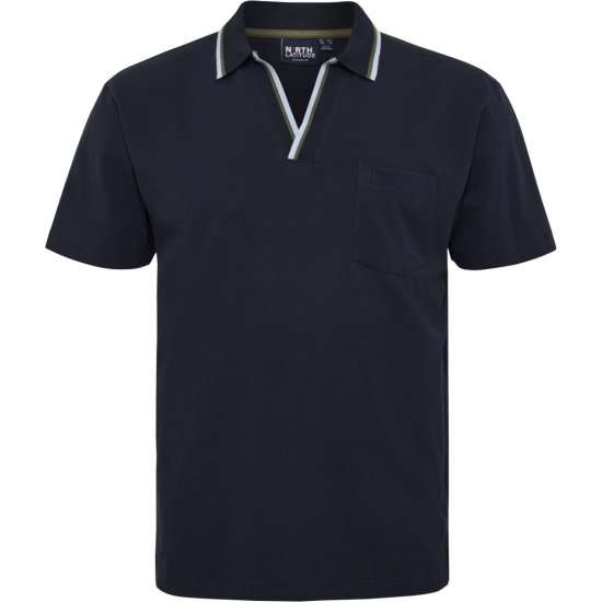 North Latitude Polo Pique V-Neck Navy - Polos - Polos 2XL-8XL
