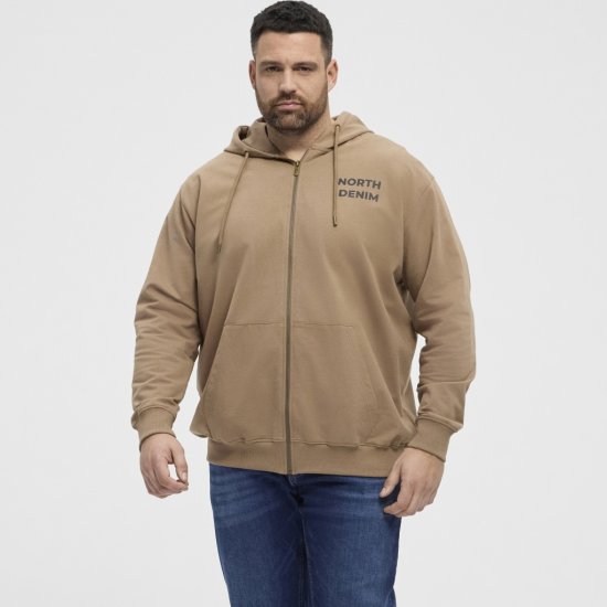 North Latitude Hoodie with Zipper Dark Sand TALL - TALL sudaderas - Sudaderas TALL para hombre alto