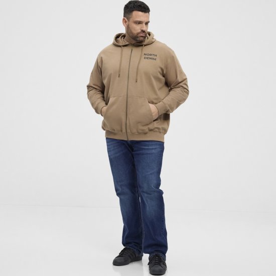 North Latitude Hoodie with Zipper Dark Sand TALL - TALL sudaderas - Sudaderas TALL para hombre alto