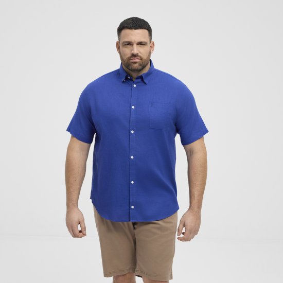 North Latitude Shirt Linen Cotton Short Sleeve Blue - Camisas - Camisas 2XL-10XL