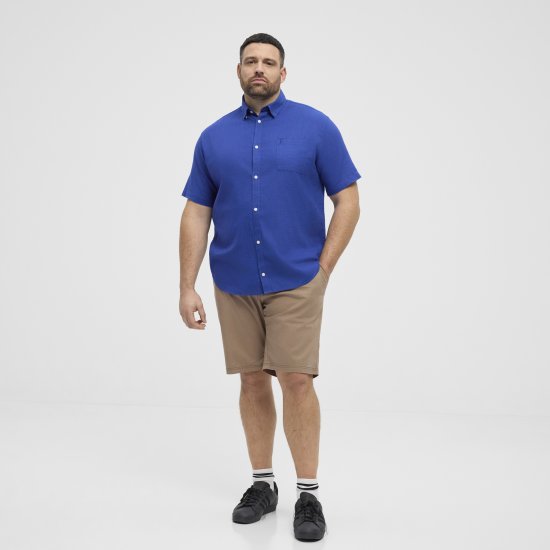 North Latitude Shirt Linen Cotton Short Sleeve Blue - Camisas - Camisas 2XL-10XL