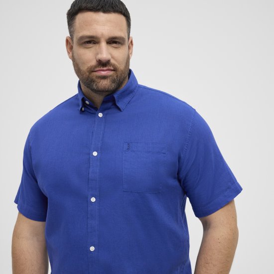 North Latitude Shirt Linen Cotton Short Sleeve Blue - Camisas - Camisas 2XL-10XL